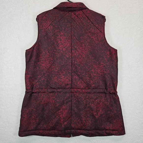 Coldwater Creek Women Quilted Zip Vest Burgundy Patterned Large 14 16 - Picture 2 of 11